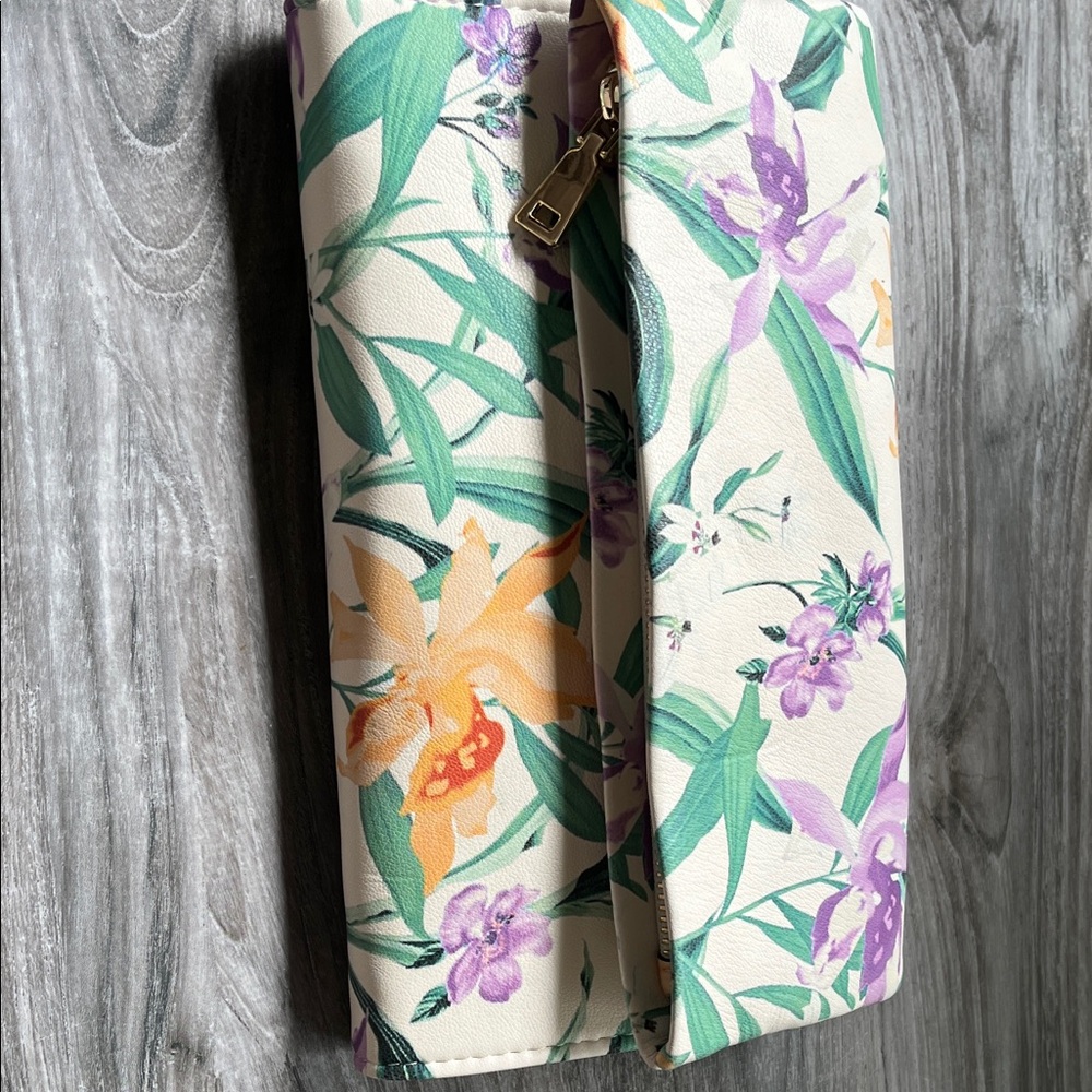 INC International Concepts Floral Clutch - Cream, Green, Purple, Orange